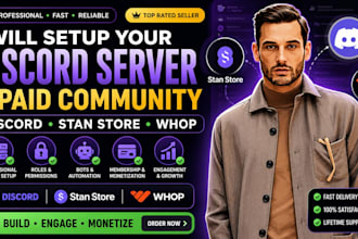 setup  paid discord server, stan store with whop subscription