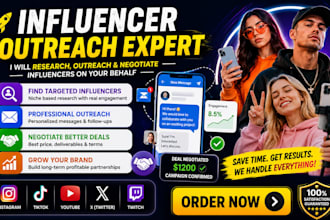 research influencers, outreach influencers, negotiate influencers on your behalf