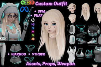 create custom vrchat outfit, accessories, props, weapon, vr asset for vrc avatar
