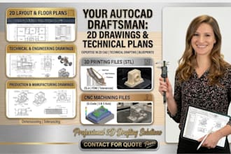 be autocad draftsman and do 2d drawings, technical drawing, engineering drawing