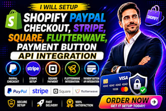 shopify paypal checkout stripe square flutterwave payment button API integration