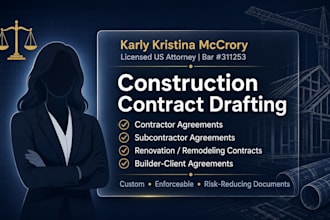 draft a custom home builder client contract as a US attorney
