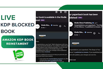 amazon book reinstatement, reinstate blocked book, live your KDP blocked book