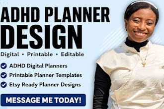 design a custom adhd planner, digital productivity planner, adhd printable