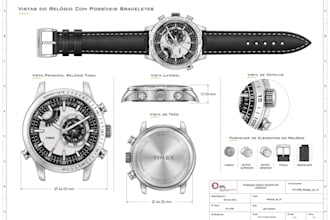 custom 3d wristwatch cad models, technical drawings and realistic animations