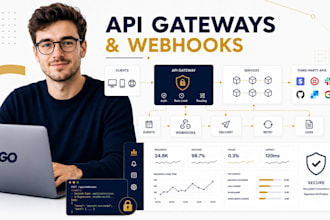 build API gateway, webhook system, grpc transcoding, API integration, c, golang