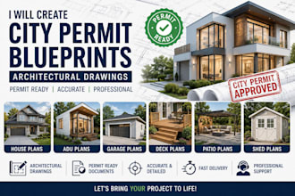 city permit blueprints architect for house plans, adu, garage, deck, patio, shed