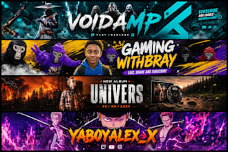 create premium facebook, twitch banners and social media banners