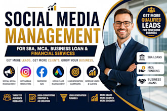 manage social media for sba mca business loan financial services to get clients