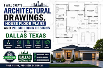 create architectural drawings, house floor plans and 2d building designs in dall