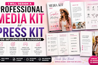 design a professional media kit or press kit for influencers and bloggers