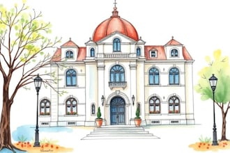 create a handmade architectural watercolor