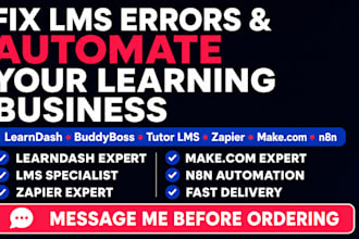 fix buddyboss learndash errors, advanced zapier make com n8n automation