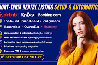 setup listing on vrbo, lodgify, hostaway, airbnb, guesty, hospitable ownerrez