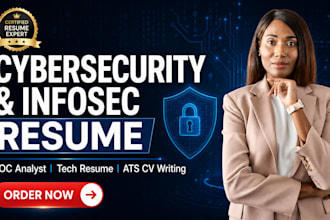 write a professional cybersecurity resume and infosec cv for soc analysts
