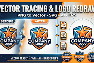 redraw logo, vectorize image, png to vector, svg, ai, eps file