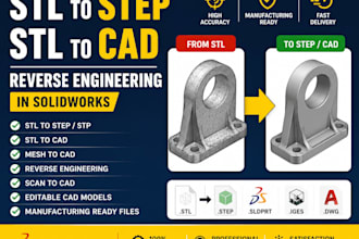 convert stl to step, stl to cad and reverse engineering in solidworks