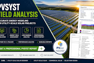 create a professional pvsyst report and solar energy yield analysis