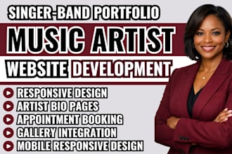 music website, artist website, musician portfolio website, singer, band website