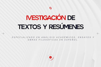 do professional research and academic summaries in spanish