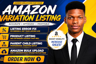 do amazon variation listing, parent child listing, and bulk listing flat file