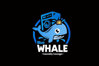 design spotless blue whale laundry lounge logo