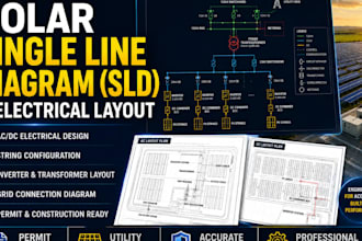 design utility scale solar single line diagram sld and electrical layout