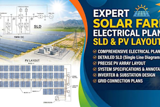 design solar farm electrical plans, sld and pv layout
