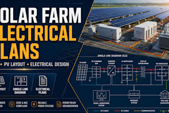 design solar farm electrical plans, sld and pv layout