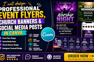 design canva flyer, church poster, event banner and social post fast