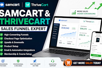 thrivecart, samcart, sales funnel, clickfunnels, online course