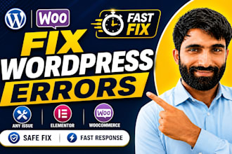 fix wordpress errors, elementor issues and woocommerce bugs