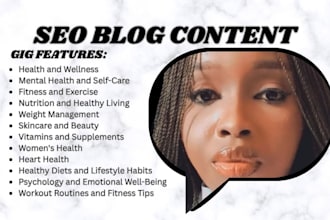 write seo health, fitness, mental health articles and blogs