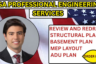 review and redraw USA full permit drawing, framing plan, basement plan in ca, ny