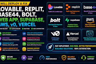 deploy and fix lovable, replit, base44, bolt, web app, superbase aws v0 vercel