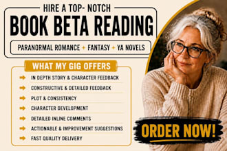 beta read and critique your paranormal romance, fantasy or ya manuscript