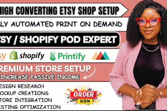 setup shopify esty pod shop print on demand via printiful printify customisation