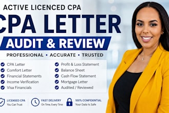 prepare CPA letter, income verification, employment letter, sign US CPA letter