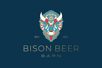 design structured bison beer barn logo