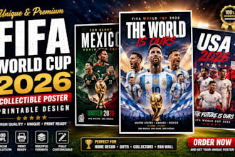 make unique FIFA world cup 2026 collectible poster printable design