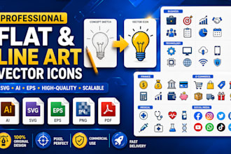 design professional flat and line art vector icons in svg and ai format
