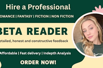 be your beta reader to critique and beta read your writing or manuscript