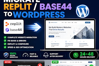 migrate wordpress website replit, base44 to wordpress fix or deploy websites