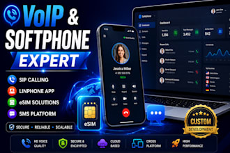 develop latest sip calling, voip softphone, esim website, sms app, linphone app