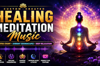 create healing meditation music,  and deep relaxing ambient soundscape