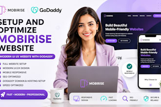 setup and optimize mobirise website modern UI UX website with godaddy design
