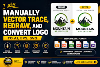 manually vector trace, convert image to ai, eps, svg