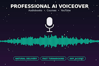 professional ai voiceover for audiobook, course and youtube  natural delivery