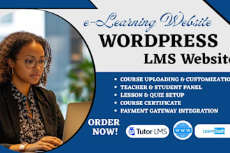 create an lms website with elearning courses using tutor lms pro or learndash