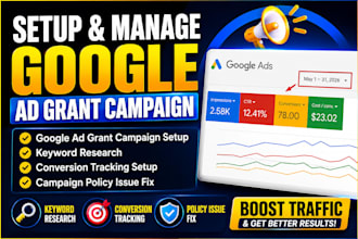setup and manage google ad grant campaign for nonprofit organization